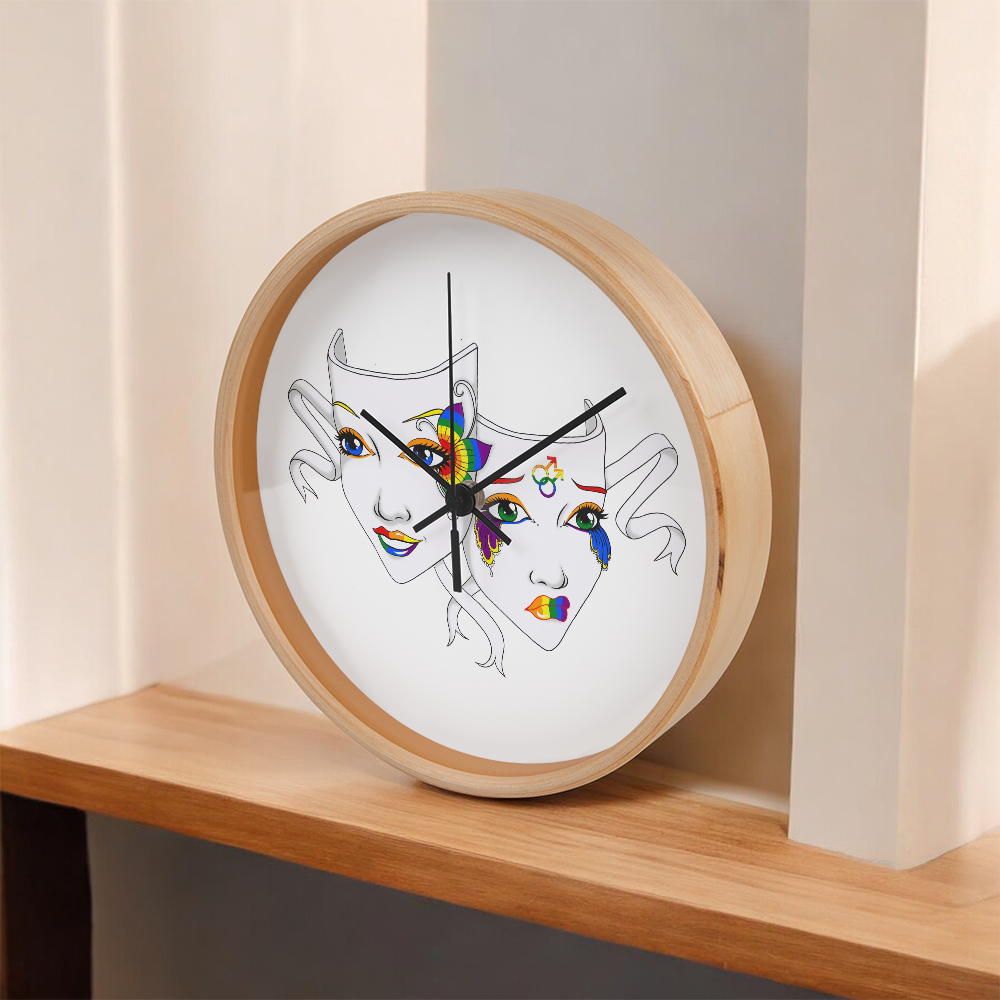 Gay Pride Comedy Tragedy Theatre Mask Wall Clock