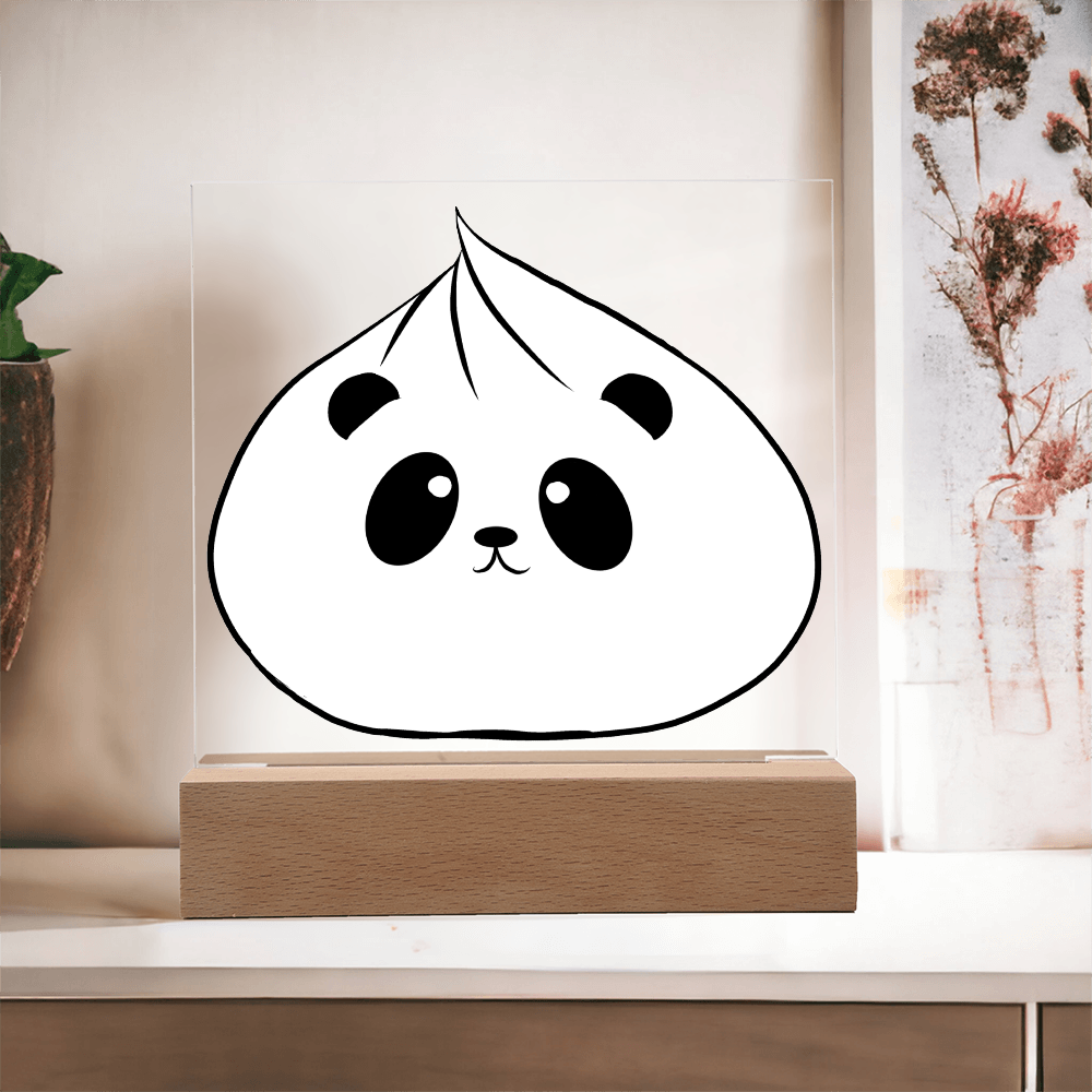 Panda Dumpling LED Acrylic Plaque – Kawaii Esquire Square Light-Up Sign
