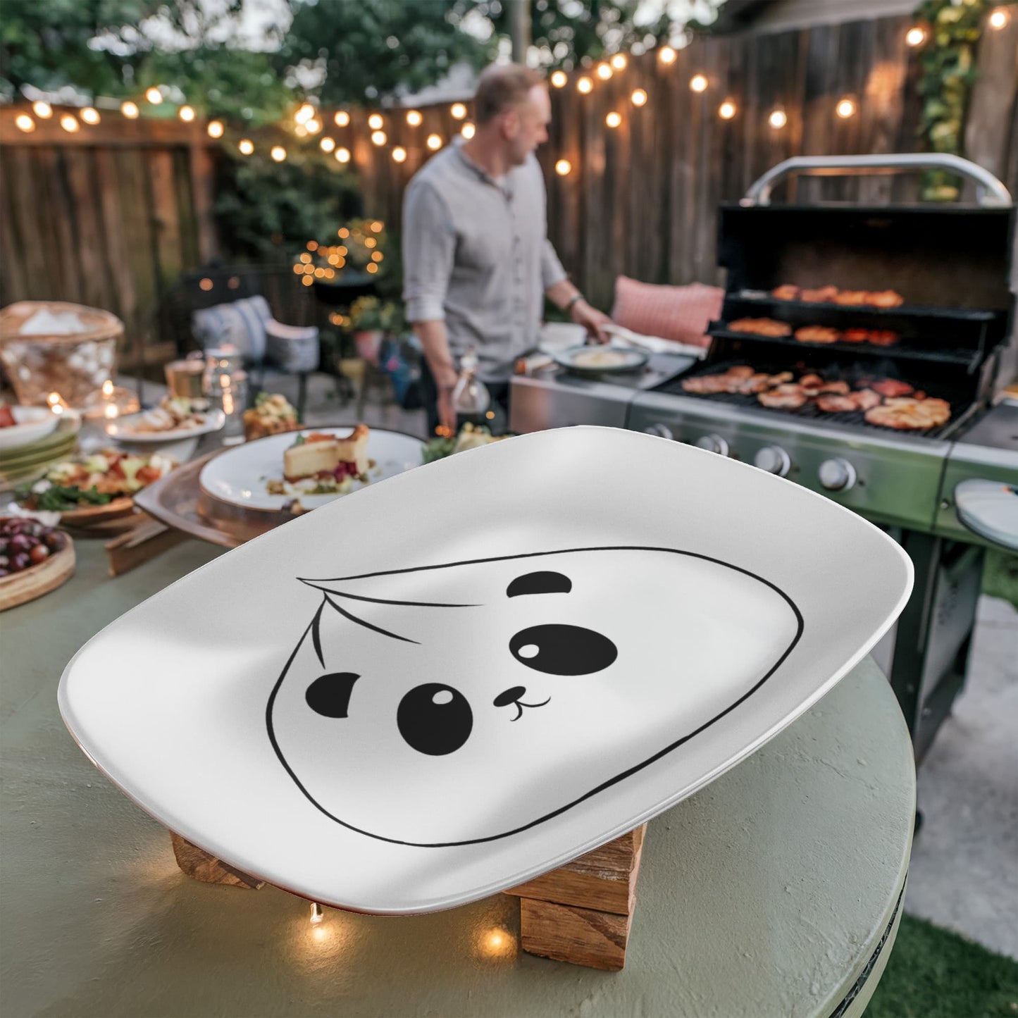 Panda Dumpling 10x14” Oval Serving Tray
