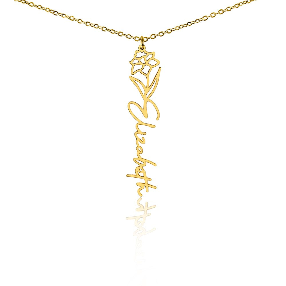 Personalized Birth Flower Name Necklace