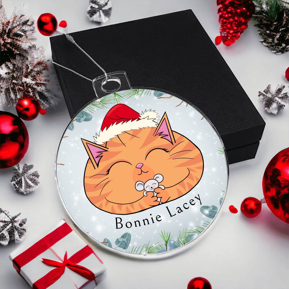 Personalized Orange Tabby Cat Christmas Ornament