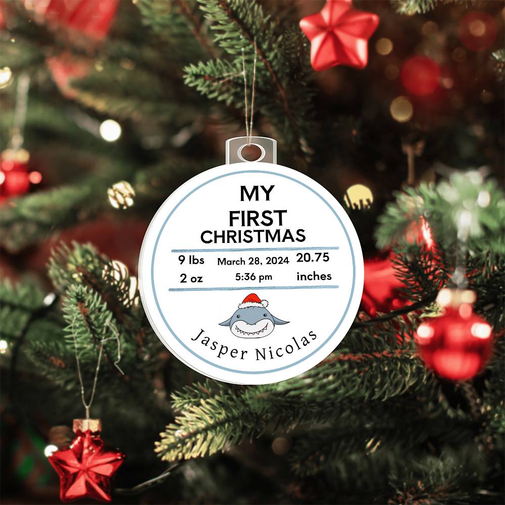 Personalized Baby’s First Christmas Birth Stats Acrylic Ornament