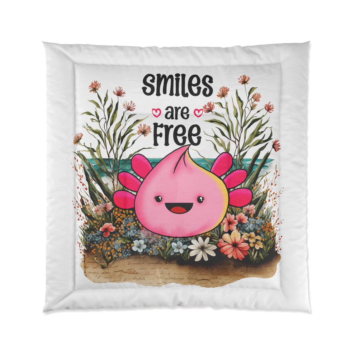 Smiles Pink Axolotl Comforter - Kawaii Esquire