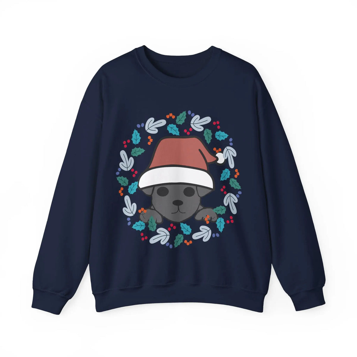 Santa Hat Chiweenie Blue Wreath Sweatshirt - Kawaii Esquire