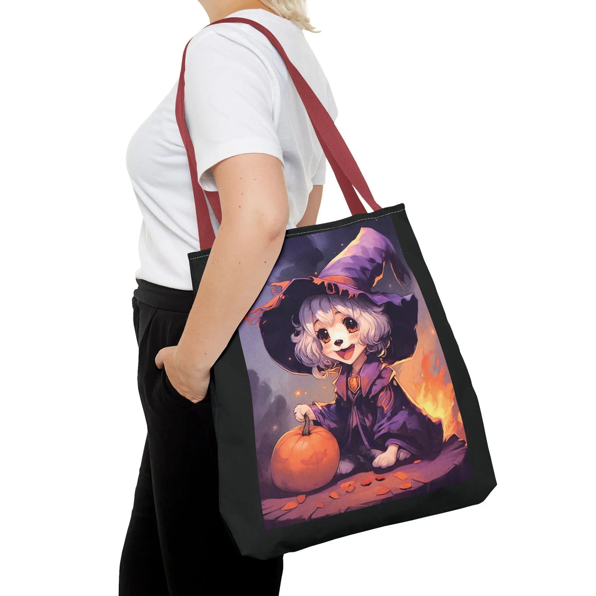 Tote Bag - Happy Shih Tzu Witch Halloween Design Printify