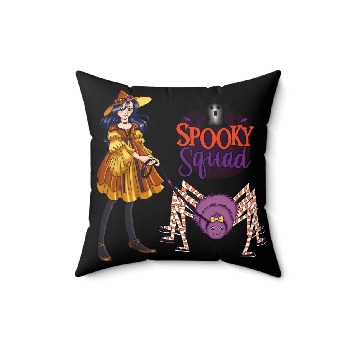 "Spooky Squad" Spider Witch Decorative Pillow Kawaii Esquire