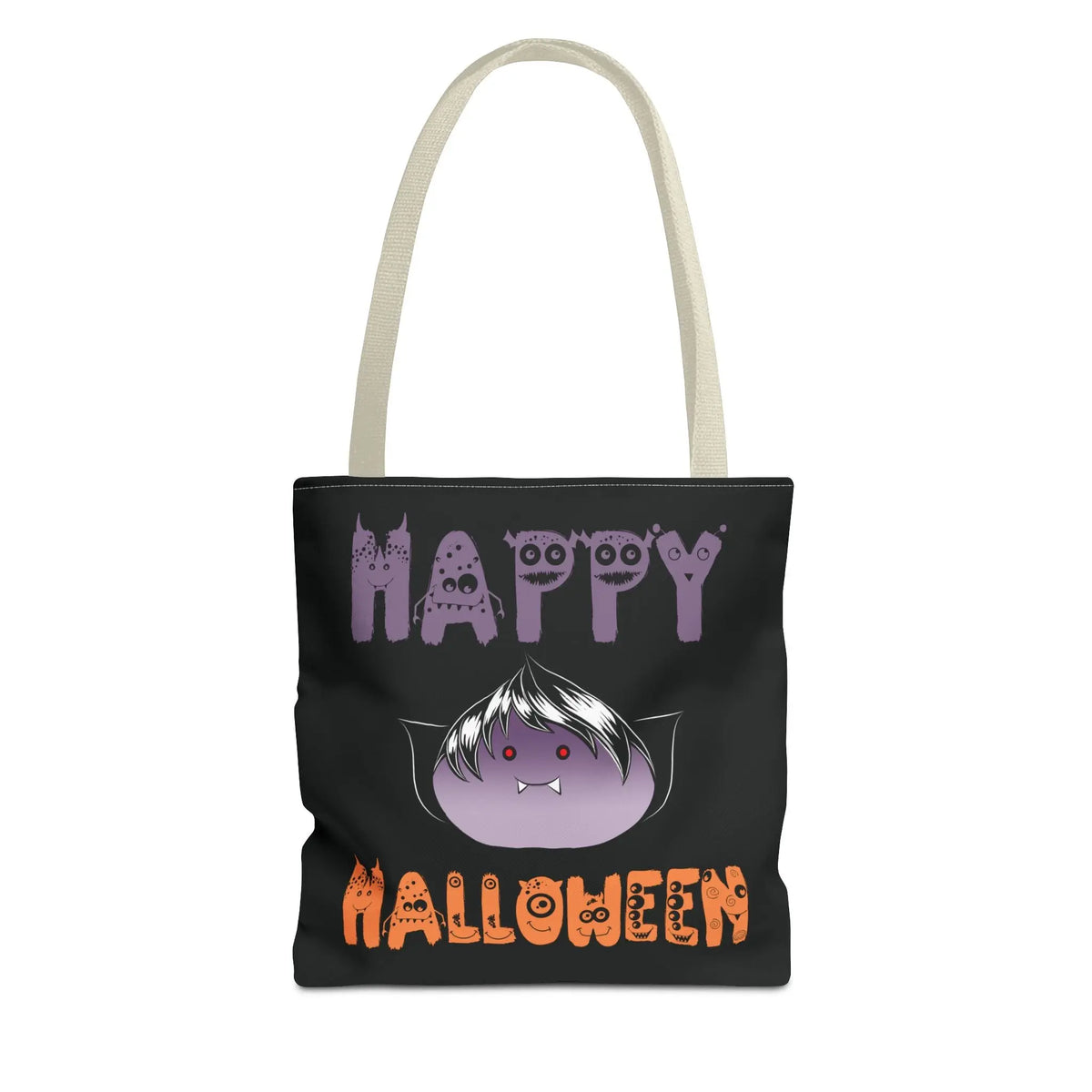 Halloween Tote Bag with Monster Design and Vampire Dumping Printify