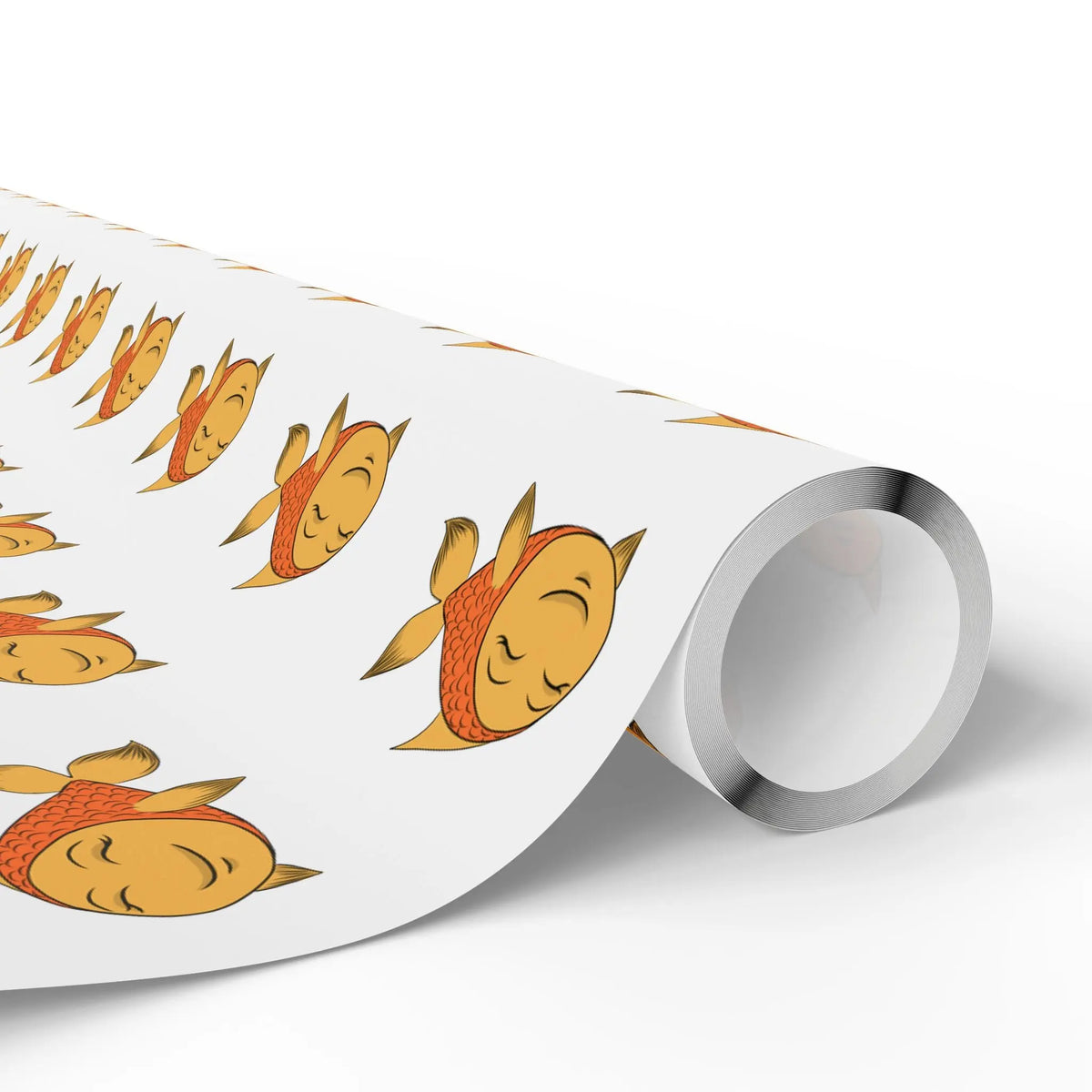 Happy Orange Goldfish Wrapping Paper Printify