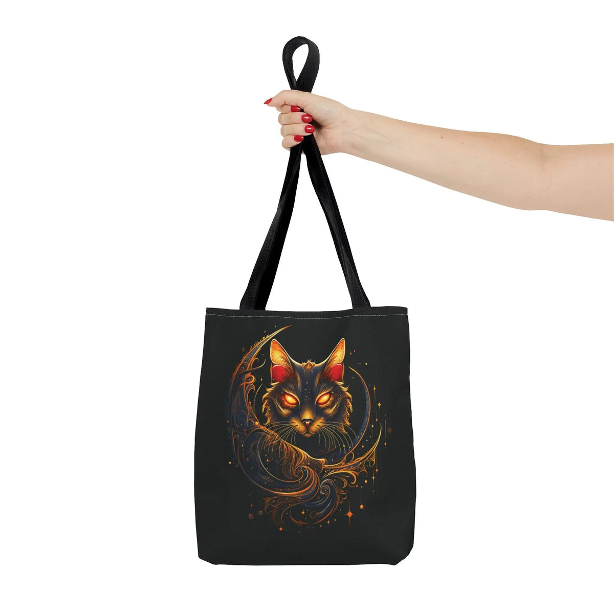 Tote Bag - Butterfly Ears Mystical Glowing Eyed Cat Moon Design Printify