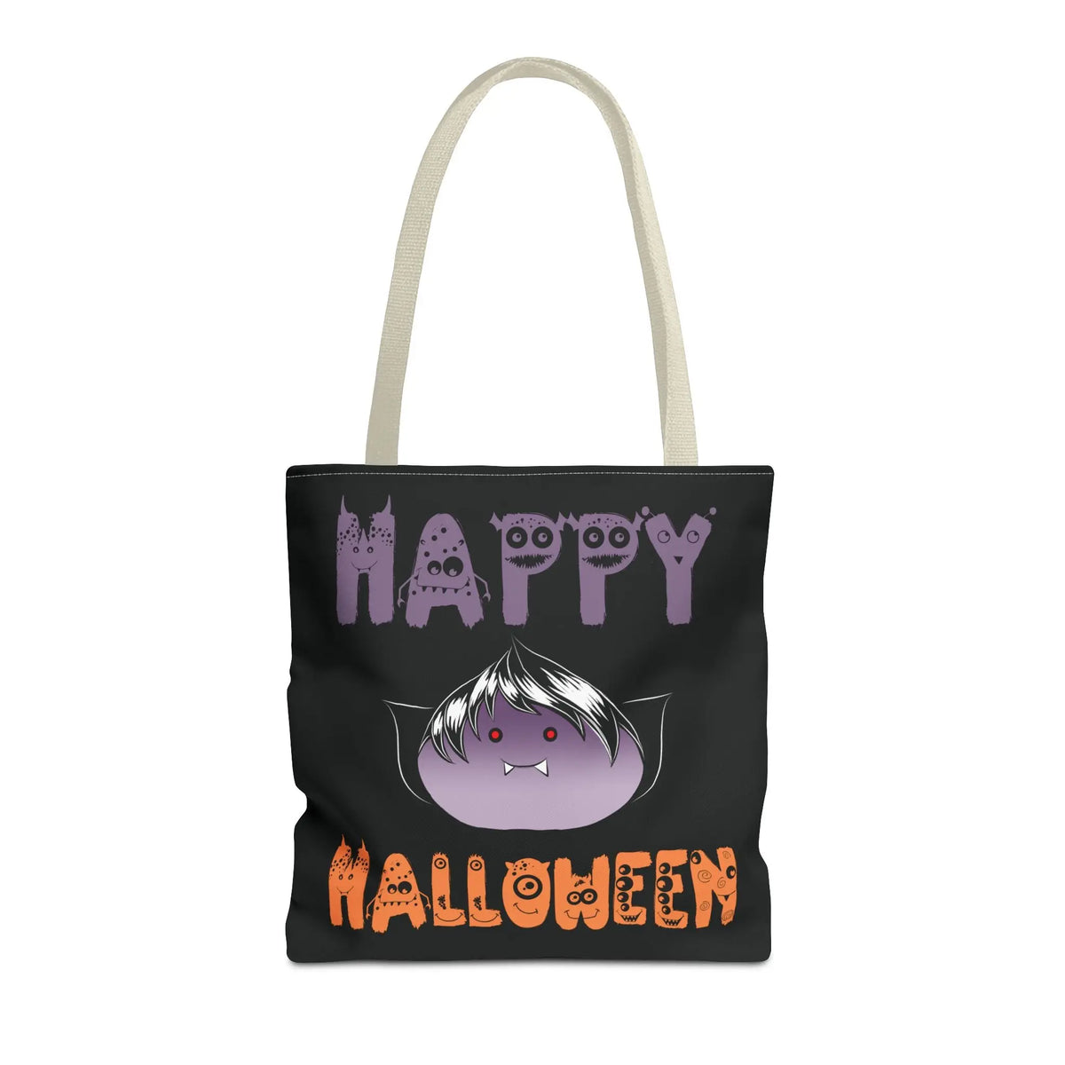 Halloween Tote Bag with Monster Design and Vampire Dumping Printify