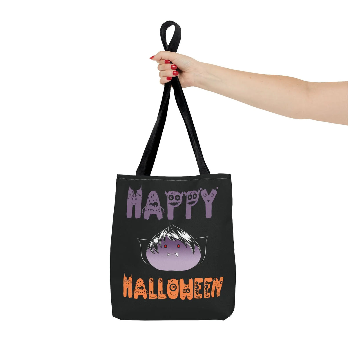 Halloween Tote Bag with Monster Design and Vampire Dumping Printify