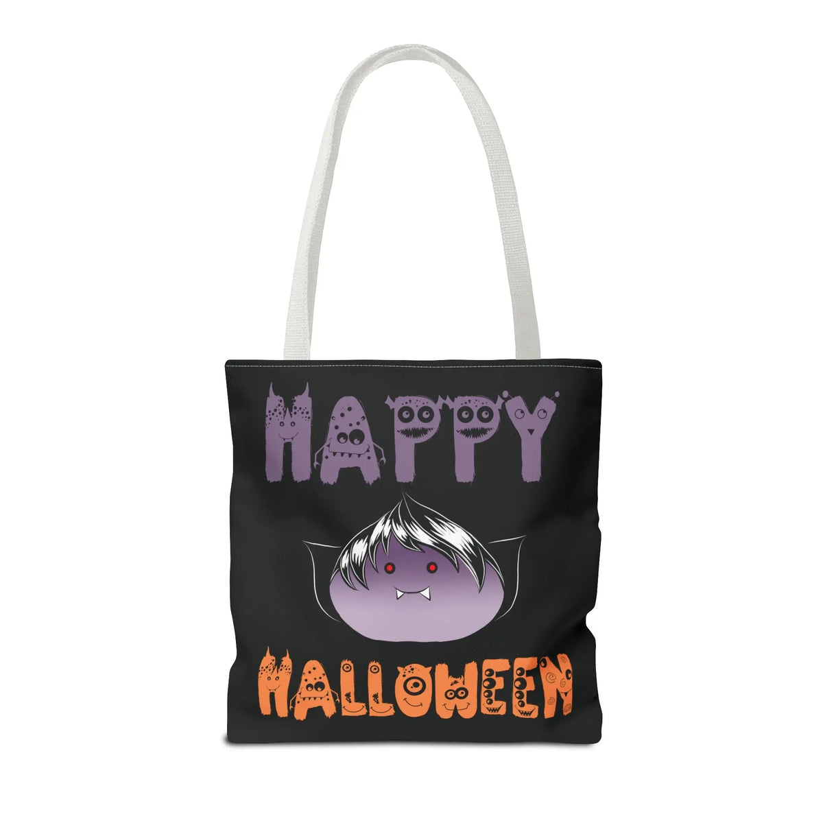 Halloween Tote Bag with Monster Design and Vampire Dumping Printify