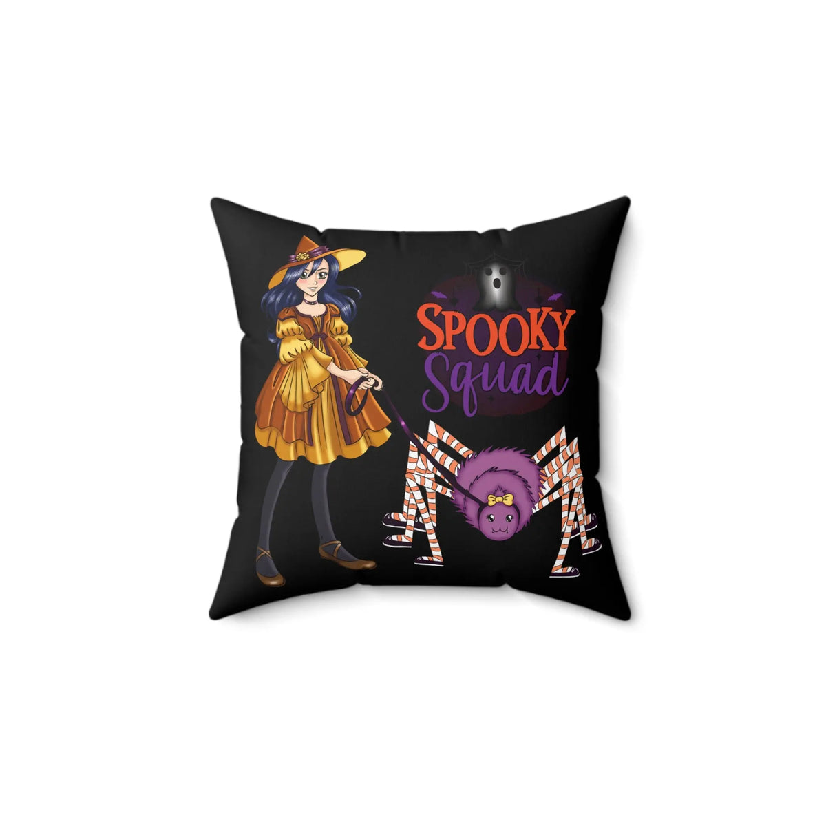 "Spooky Squad" Spider Witch Decorative Pillow Kawaii Esquire