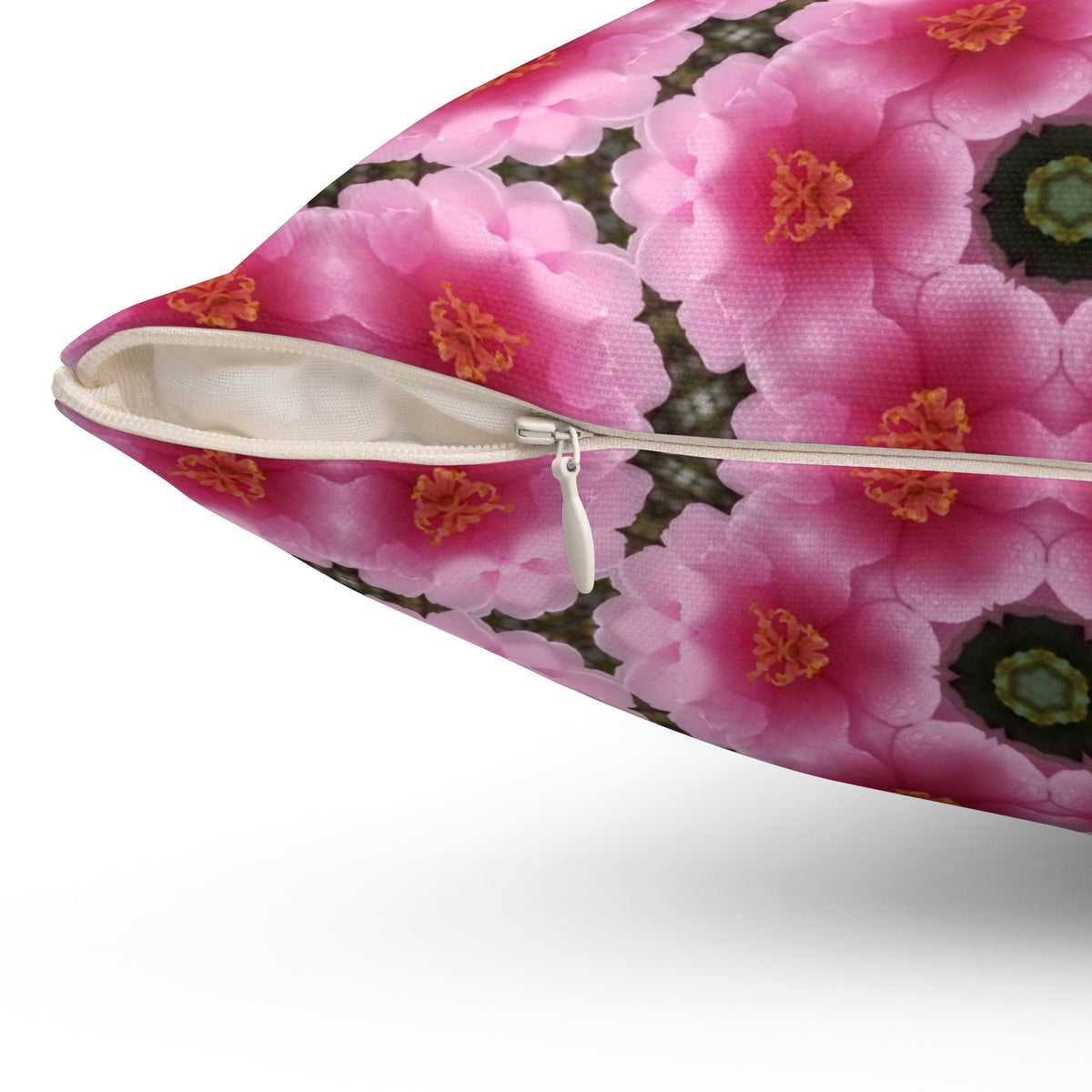 Honeycomb Pink Camellia Square Pillow - Kawaii Esquire