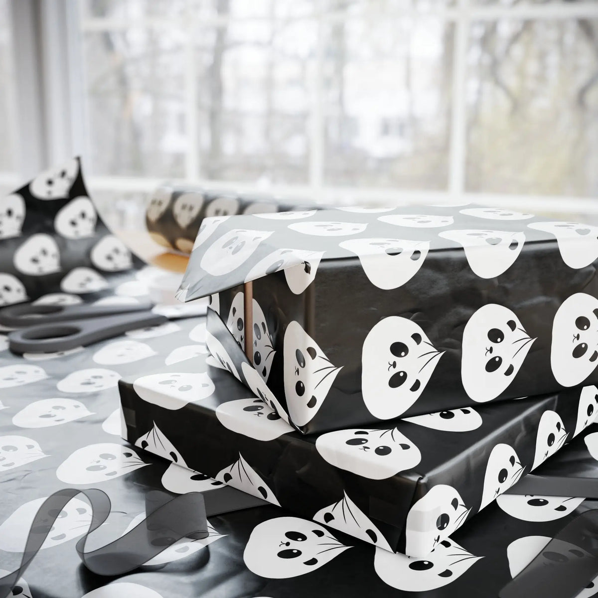 Cute Panda Dumpling Unique Black Wrapping Paper - Make Your Presents Extra Special with this Delightful print! Printify