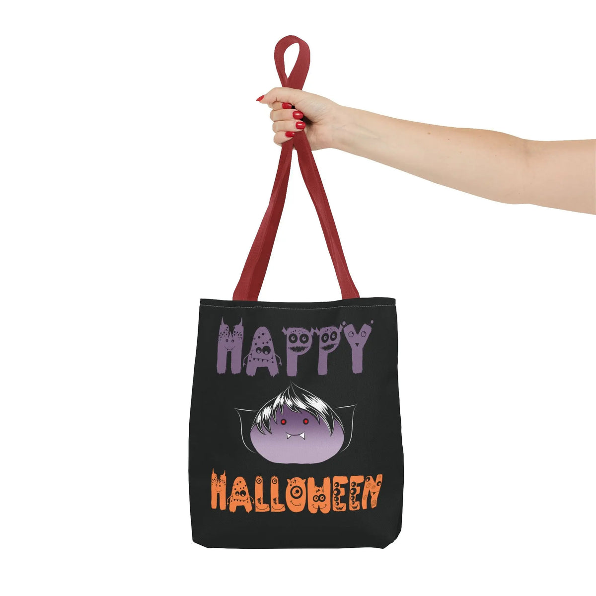 Halloween Tote Bag with Monster Design and Vampire Dumping Printify