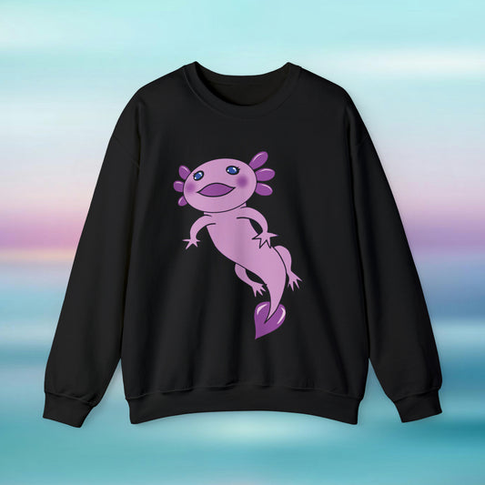 Purple Axolotl Crewneck Sweatshirt | Soft and Durable Fabric Blend | Loose Fit for a Cozy Feel