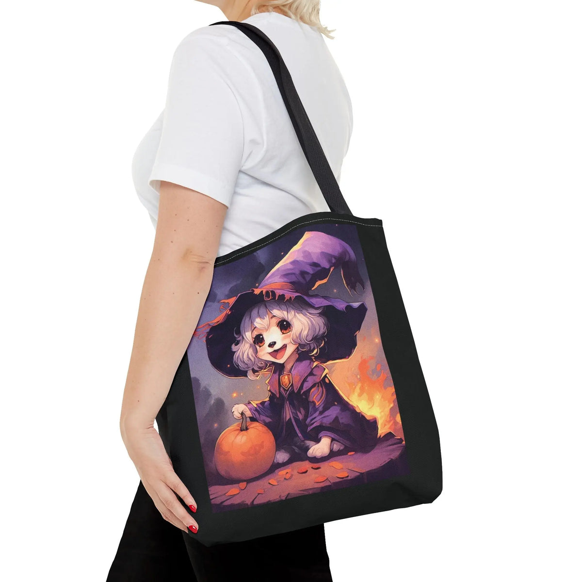 Tote Bag - Happy Shih Tzu Witch Halloween Design Printify