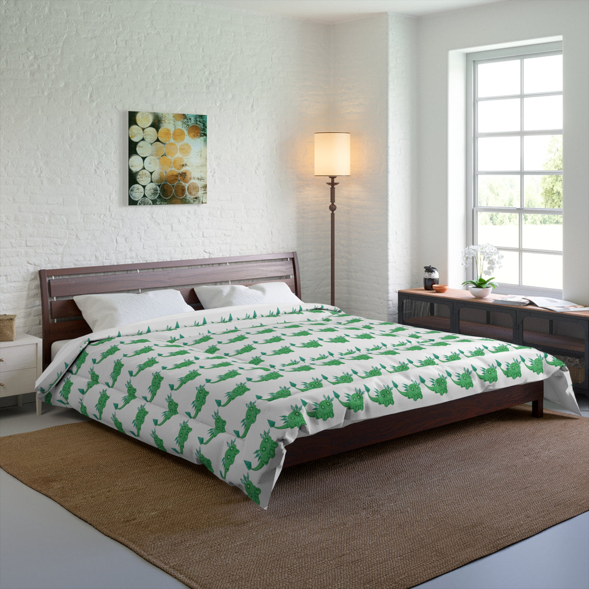 Emerald Green Axolotl Comforter | May Birthstone Design | Lightweight & Cozy - Kawaii Esquire
