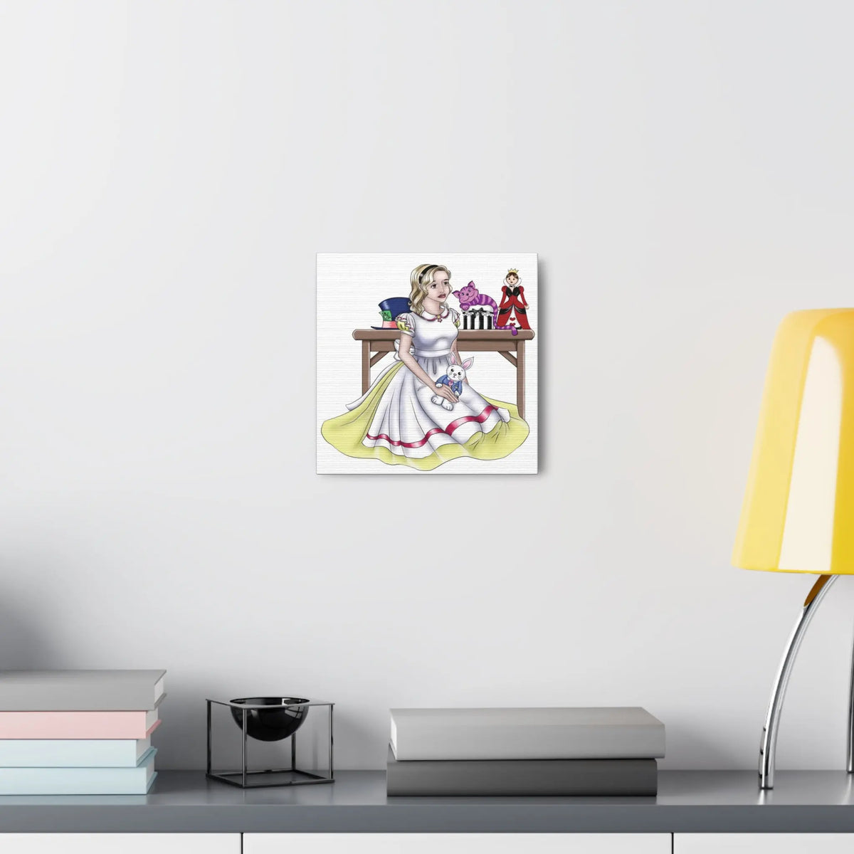 Canvas Wall Art - Teenage Alice with White Rabbit Printify