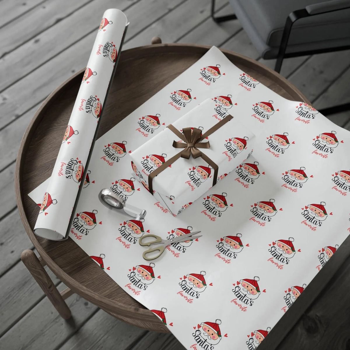 Christmas Wrapping Paper, Santa Dumpling Design - Santa's Favorite Printify