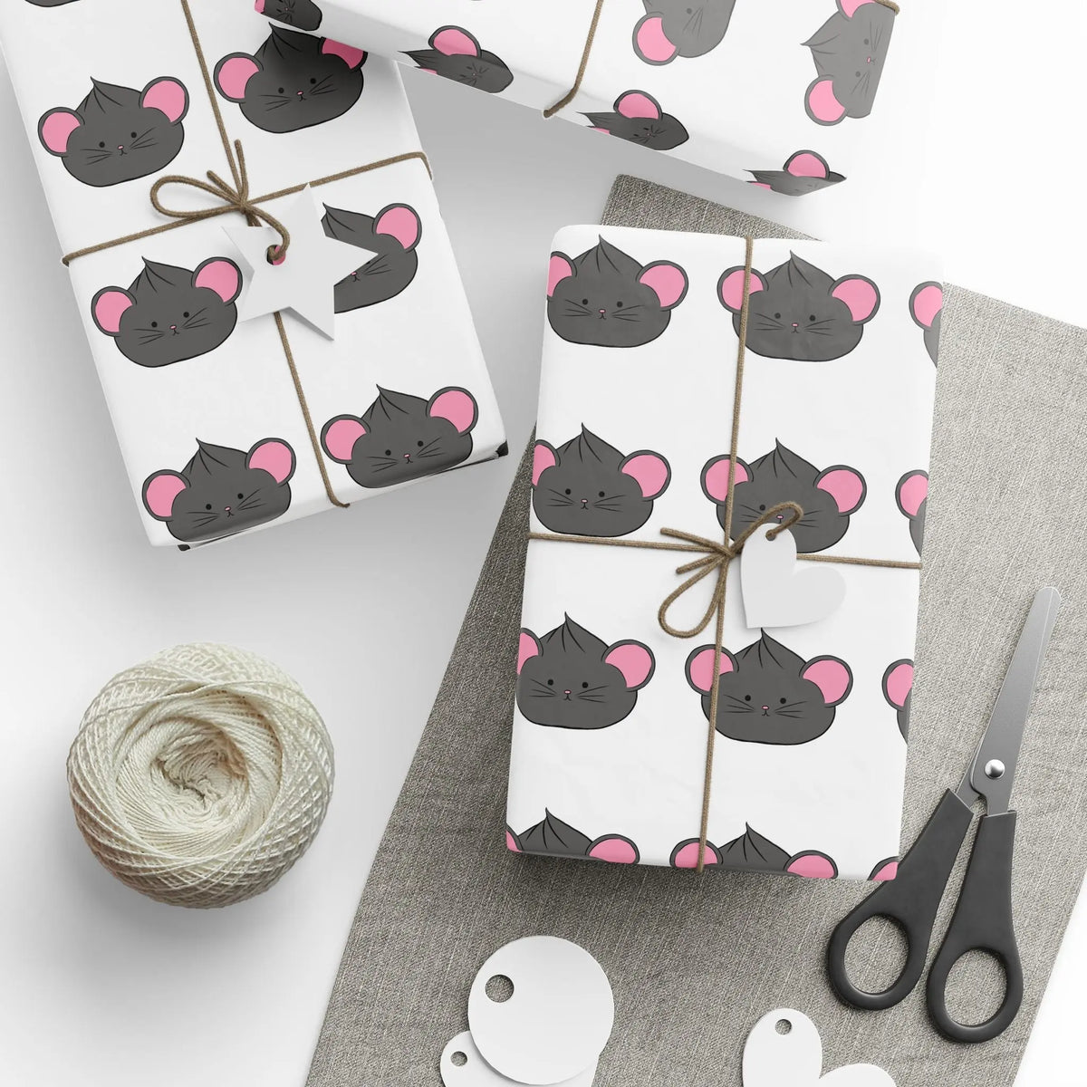 Versatile Gray Mouse Dumpling Pattern Wrapping Paper Printify