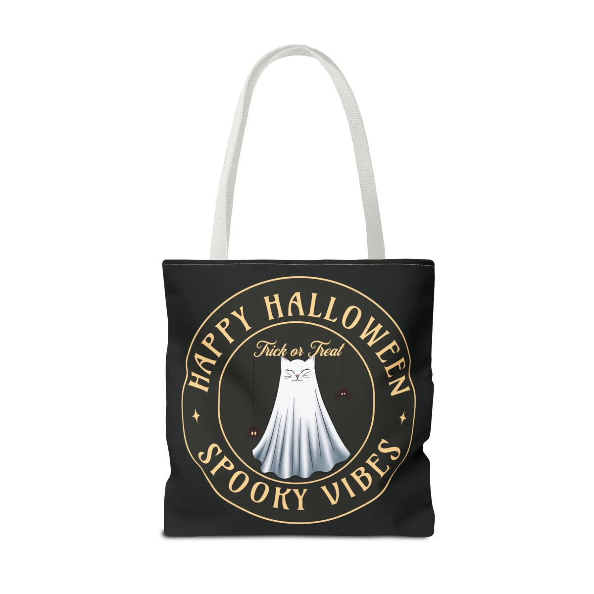 Halloween Tote Bag with Spooky Vibes and Cat Ghost Design Printify