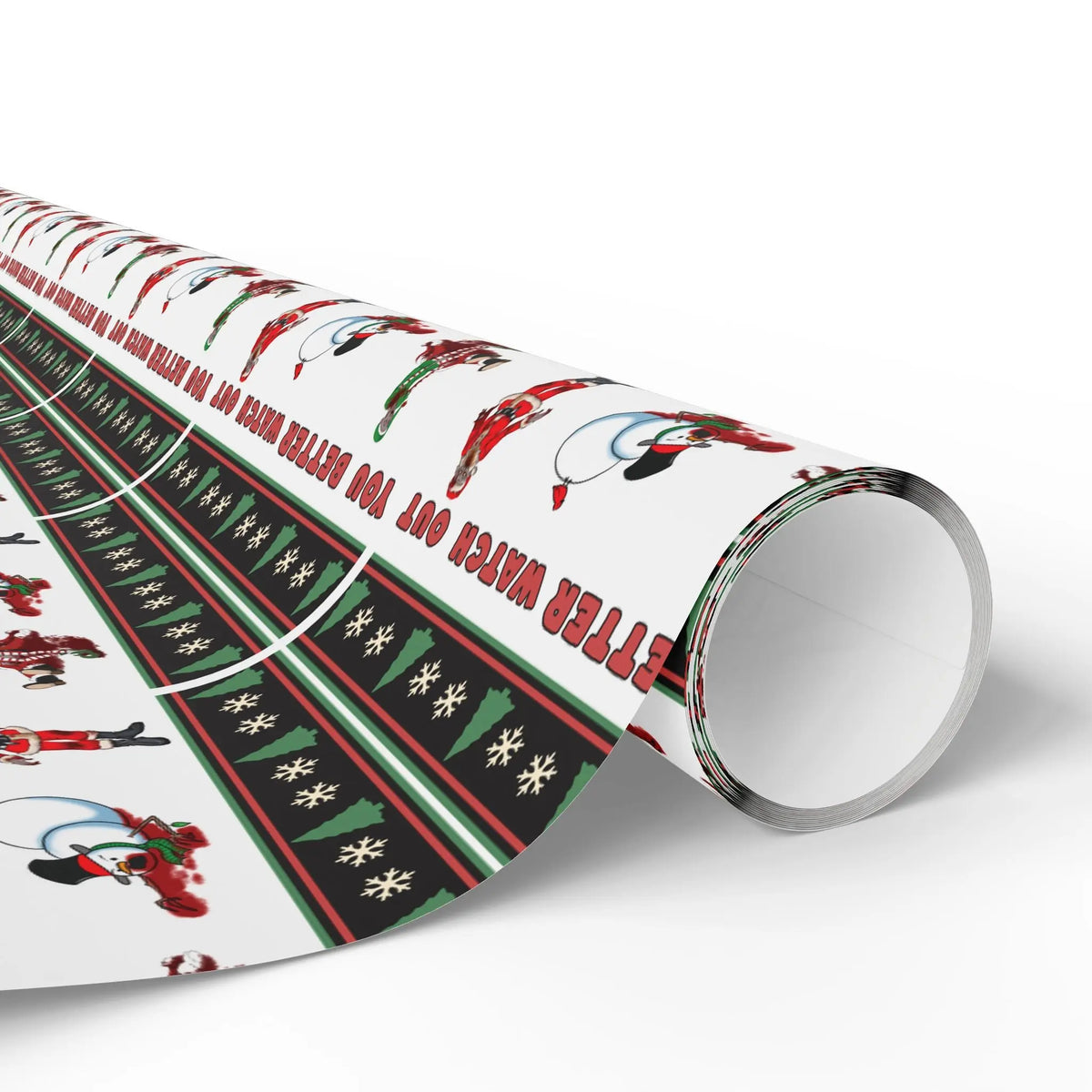 Unwrap the Undead: Zombie Themed Wrapping Paper with Santa, Elf, and Snowman Printify