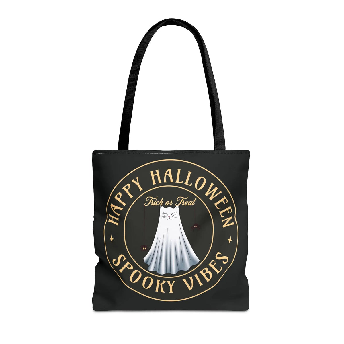 Halloween Tote Bag with Spooky Vibes and Cat Ghost Design Printify