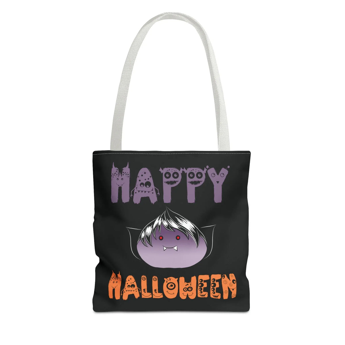 Halloween Tote Bag with Monster Design and Vampire Dumping Printify