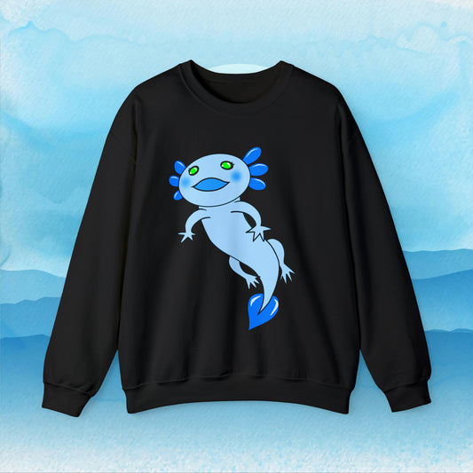 Adorable Blue Axolotl Sweatshirt | Cozy Blend of Cotton and Polyester | Relaxed Fit for Comfort