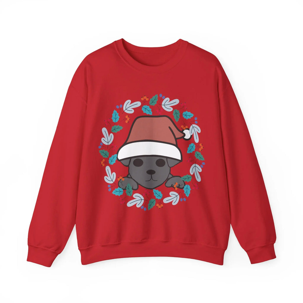 Santa Hat Chiweenie Blue Wreath Sweatshirt - Kawaii Esquire