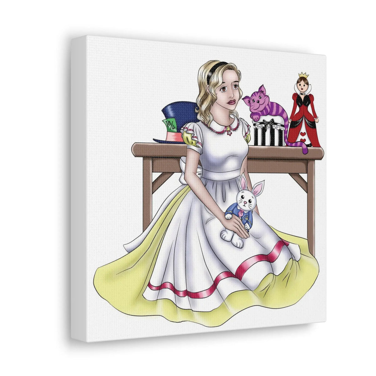 Canvas Wall Art - Teenage Alice with White Rabbit Printify