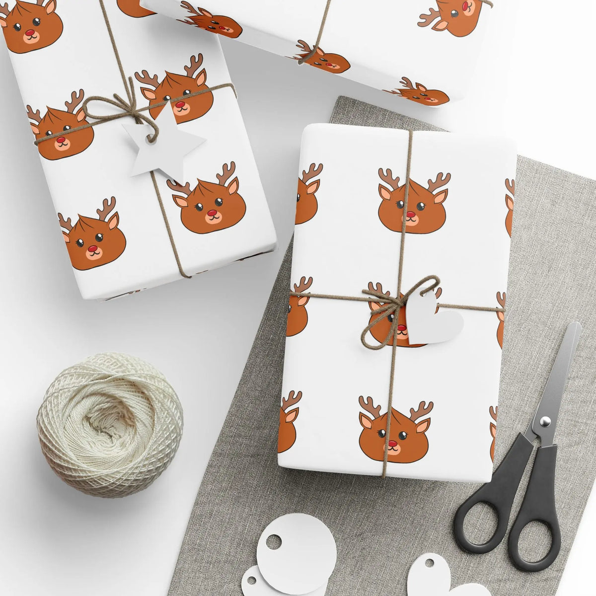 Reindeer Dumpling Cute Wrapping Paper - Unique Holiday Gift Wrap, Various Sizes Printify