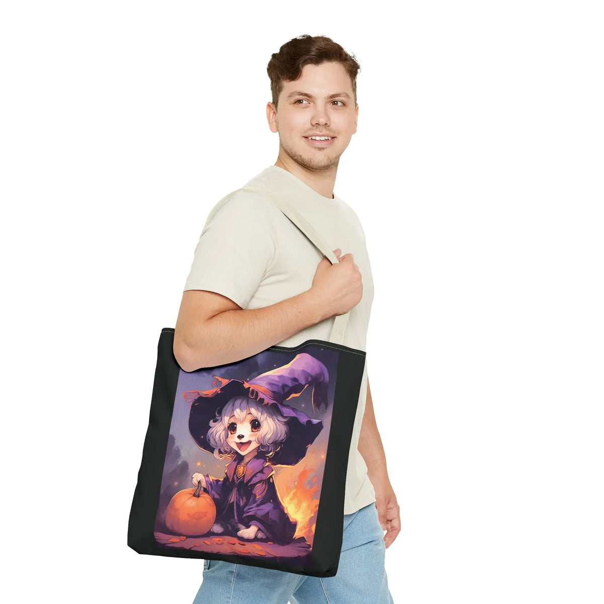 Tote Bag - Happy Shih Tzu Witch Halloween Design Printify