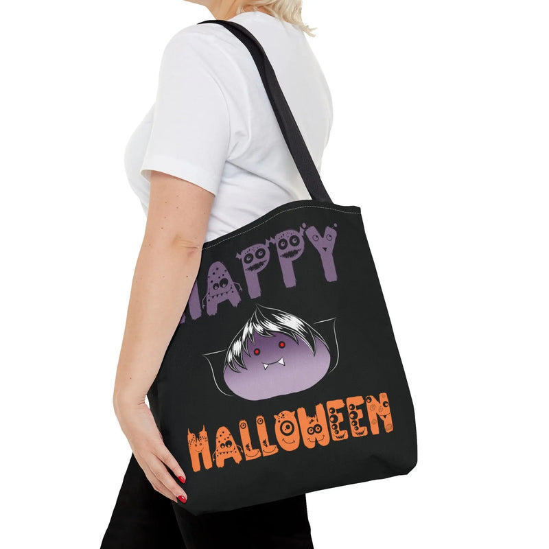 Halloween Tote Bag with Monster Design and Vampire Dumping Printify