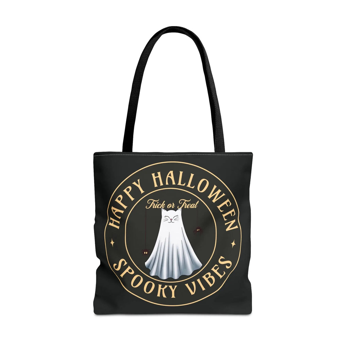 Halloween Tote Bag with Spooky Vibes and Cat Ghost Design Printify