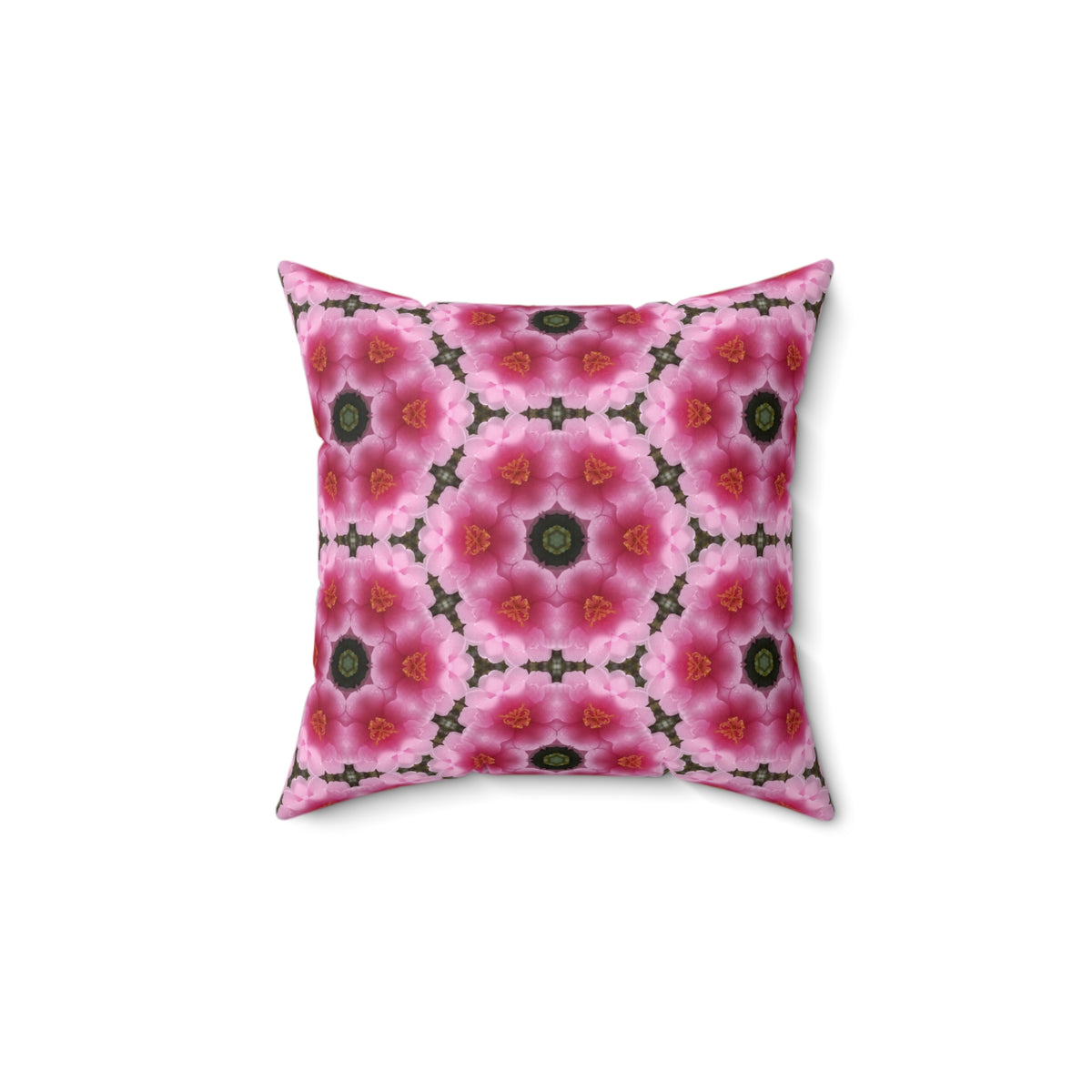 Honeycomb Pink Camellia Square Pillow - Kawaii Esquire