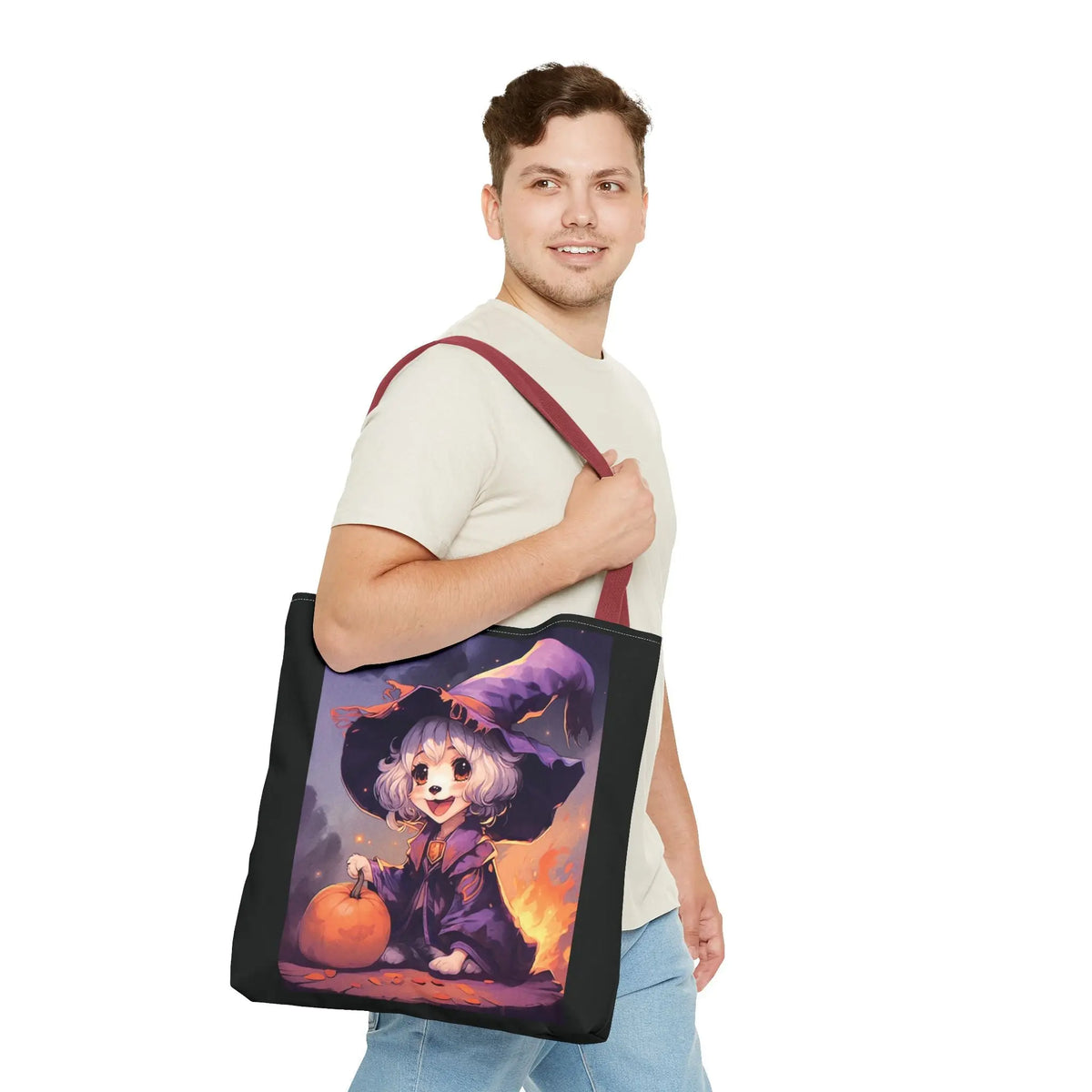 Tote Bag - Happy Shih Tzu Witch Halloween Design Printify