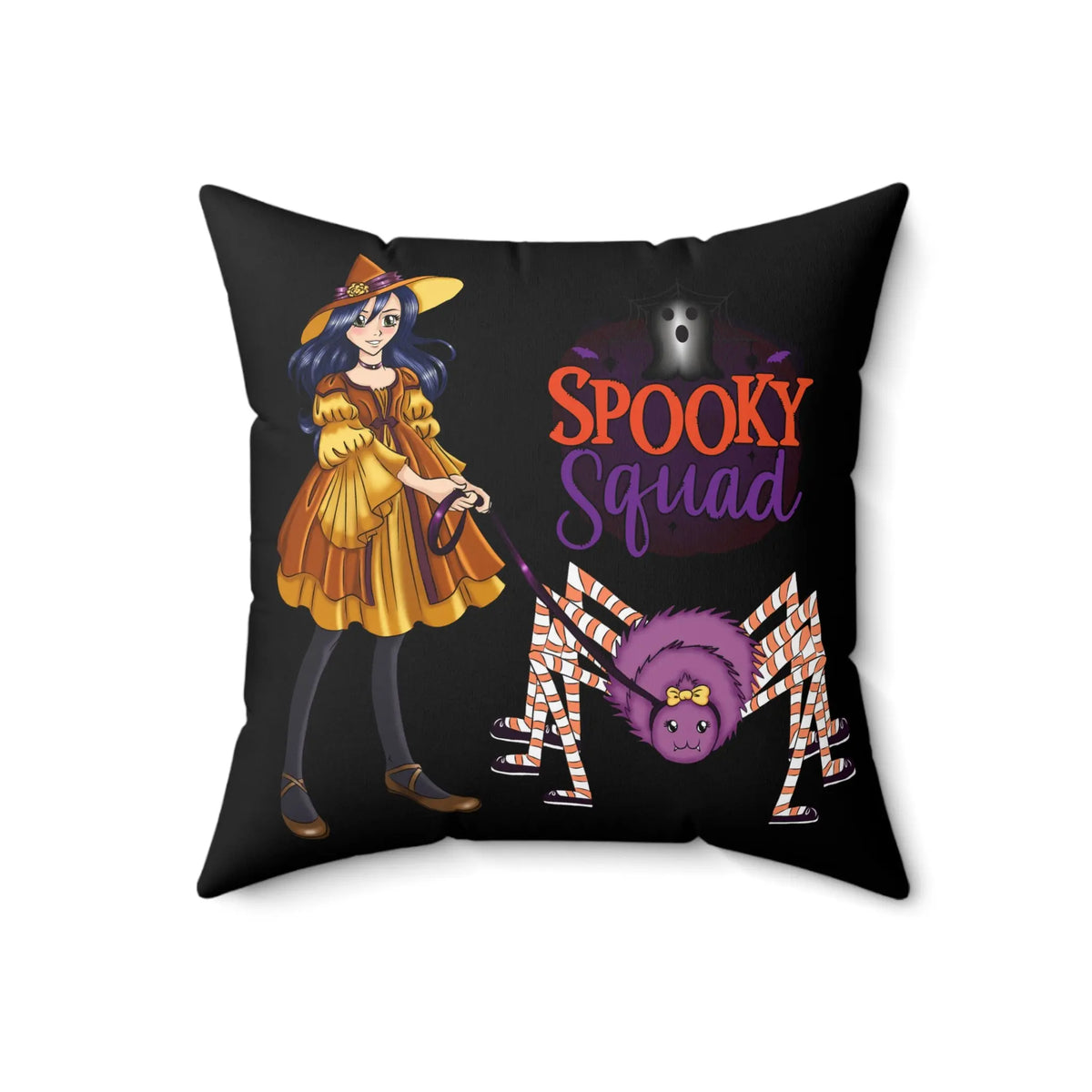 "Spooky Squad" Spider Witch Decorative Pillow Kawaii Esquire