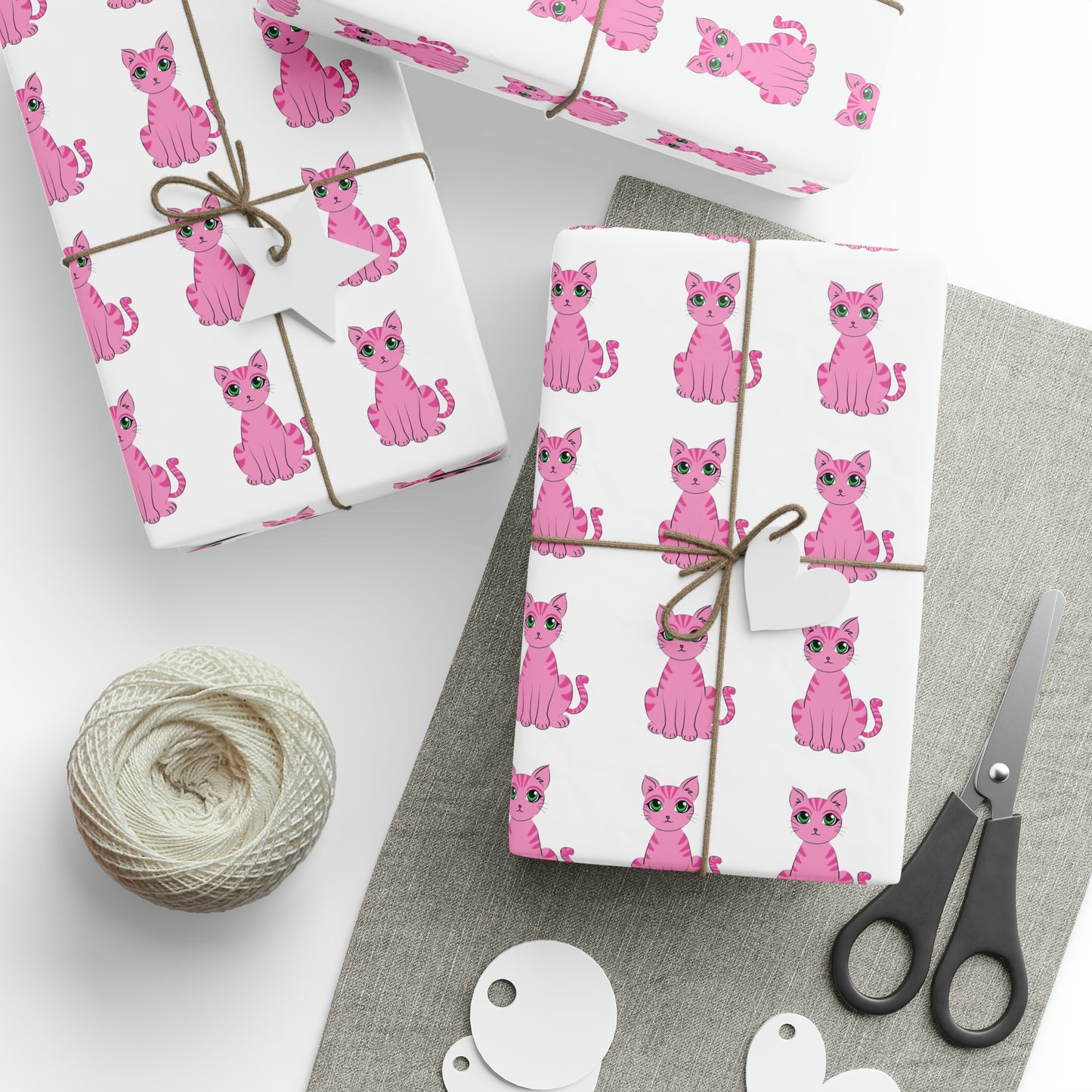 Pink Cat Pattern Baby Shower Gift Wrap