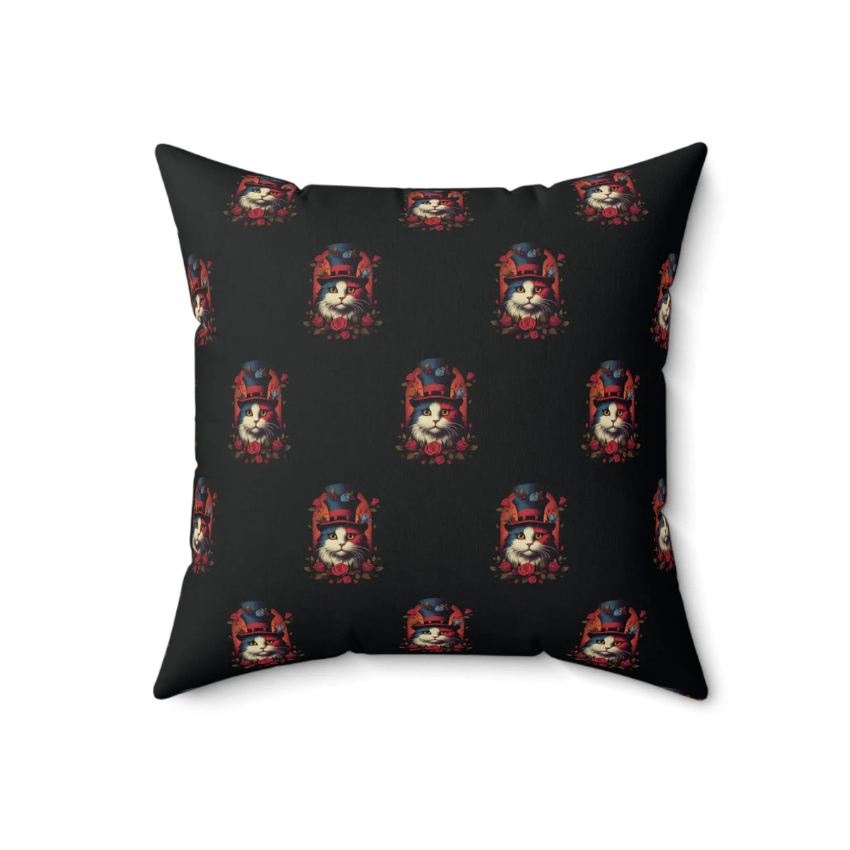 Mysterious Steampunk Cat with Roses Pillow Printify