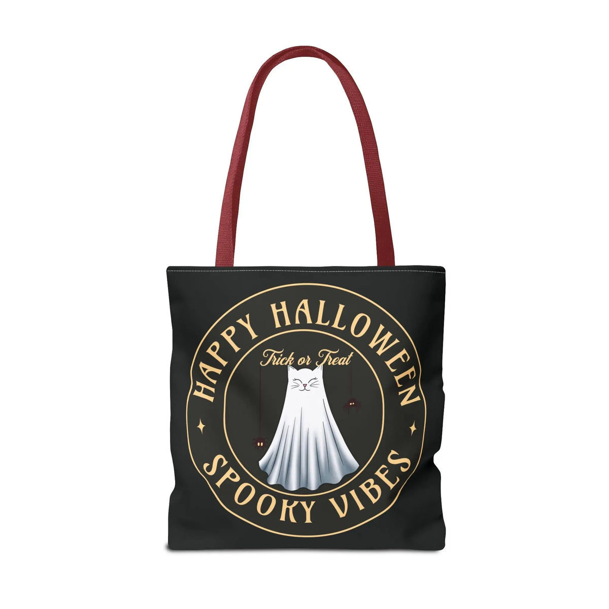 Halloween Tote Bag with Spooky Vibes and Cat Ghost Design Printify