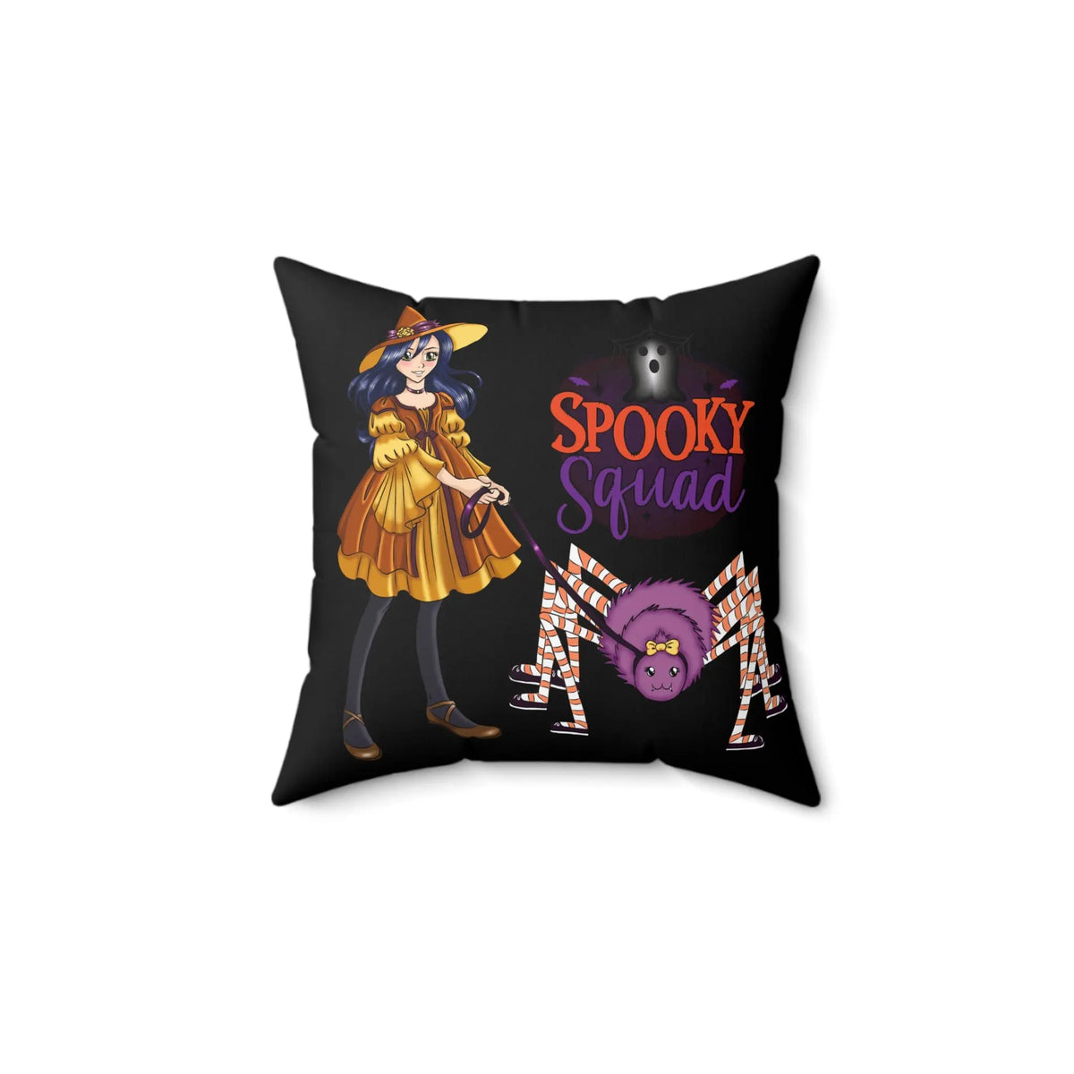 "Spooky Squad" Spider Witch Decorative Pillow Kawaii Esquire