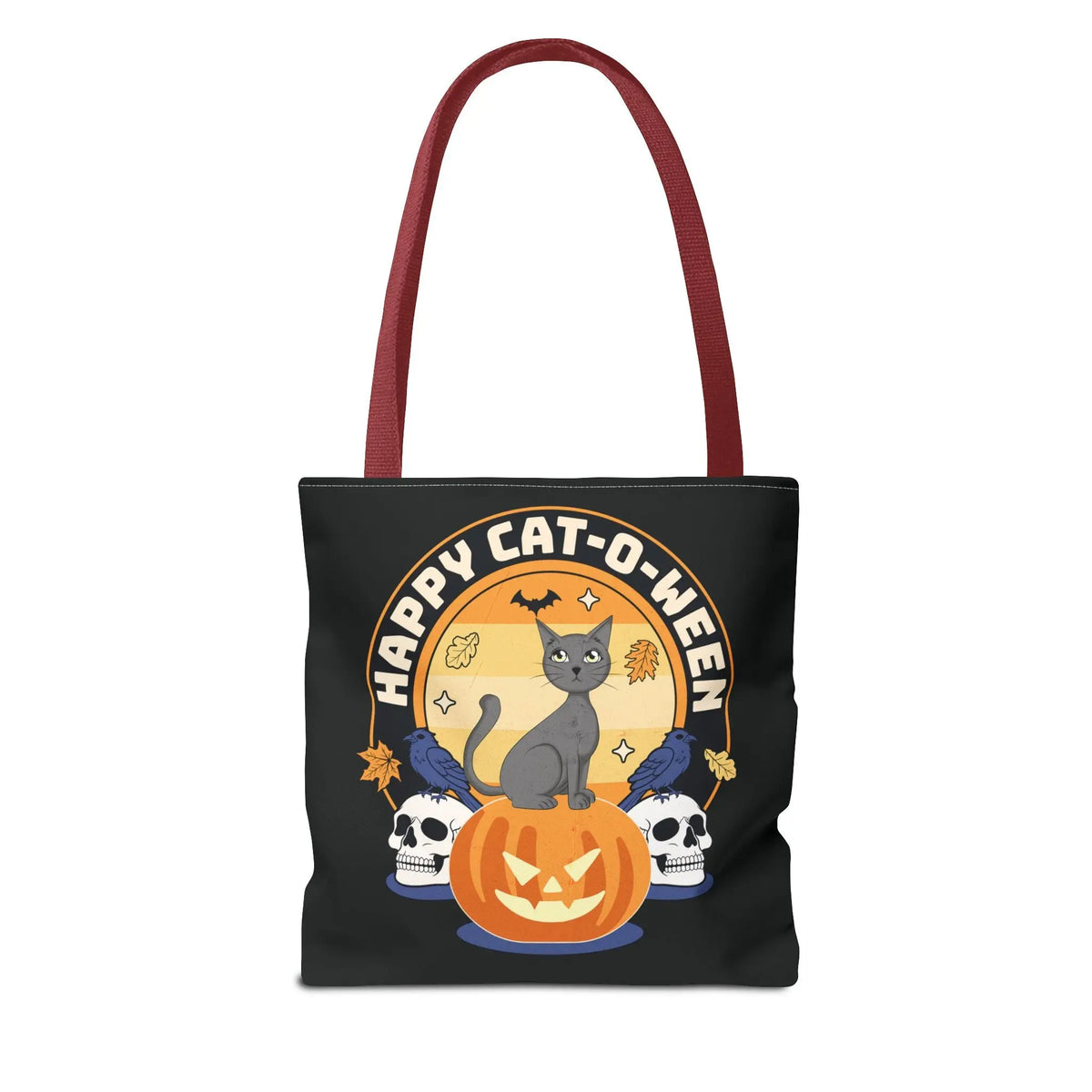 Tote Bag - Halloween Black Cat on Jack O Lantern Design Printify