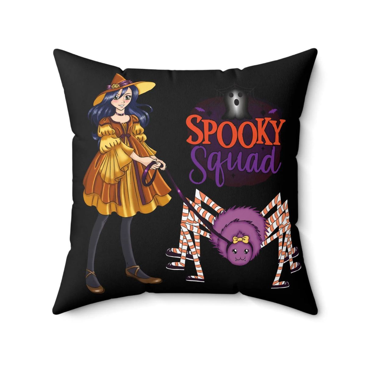 "Spooky Squad" Spider Witch Decorative Pillow Kawaii Esquire