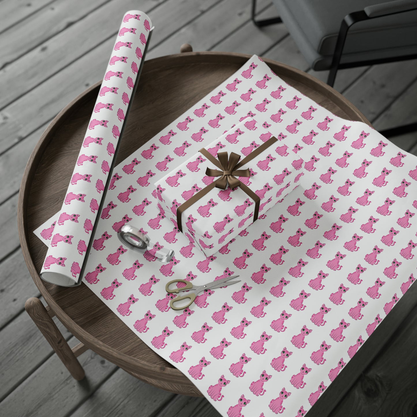 Pink Cat Pattern Baby Shower Gift Wrap