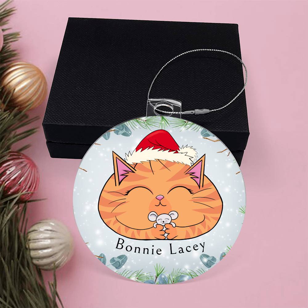 Personalized Orange Tabby Cat Christmas Ornament
