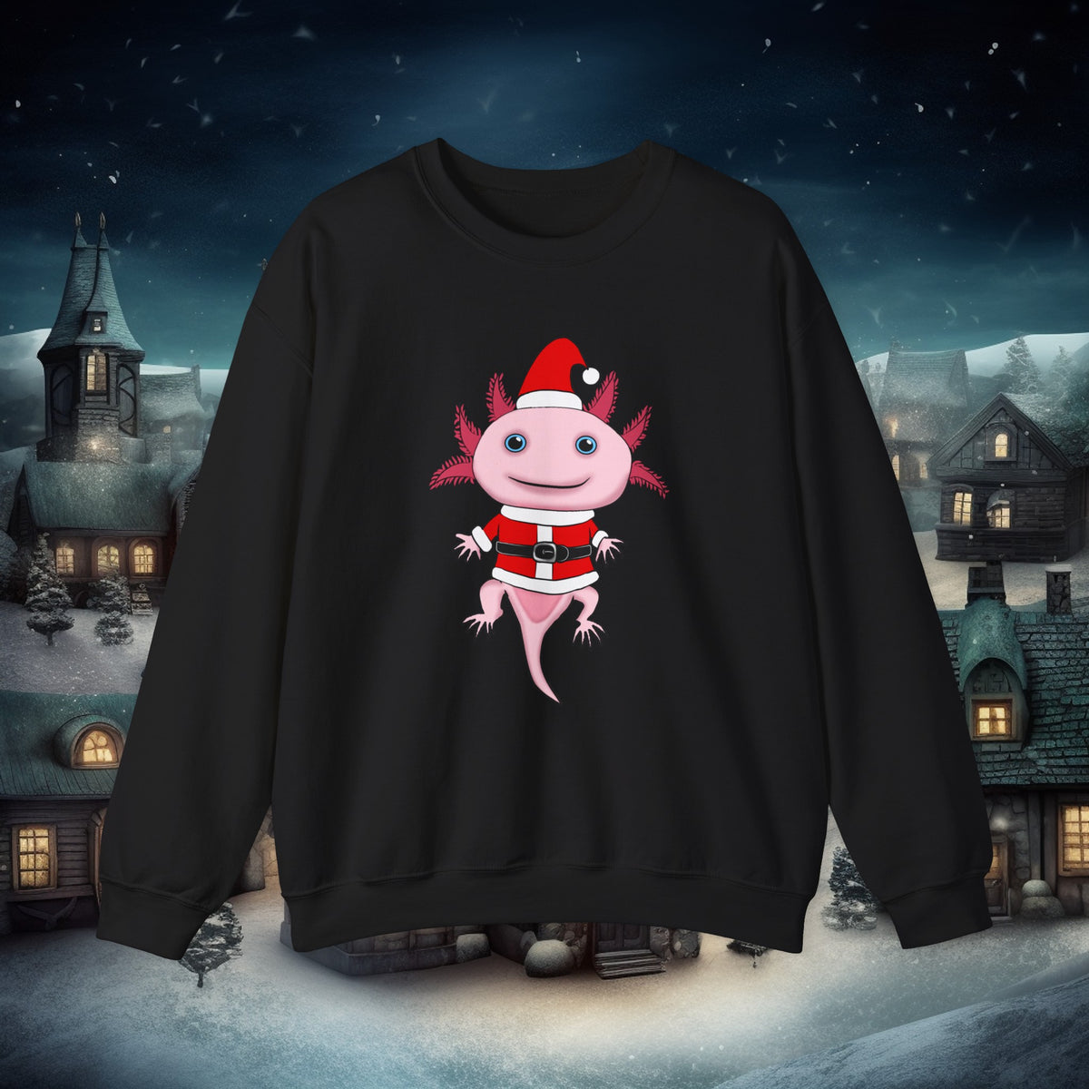 Adorable Santa Axolotl Sweatshirt - Kawaii Esquire