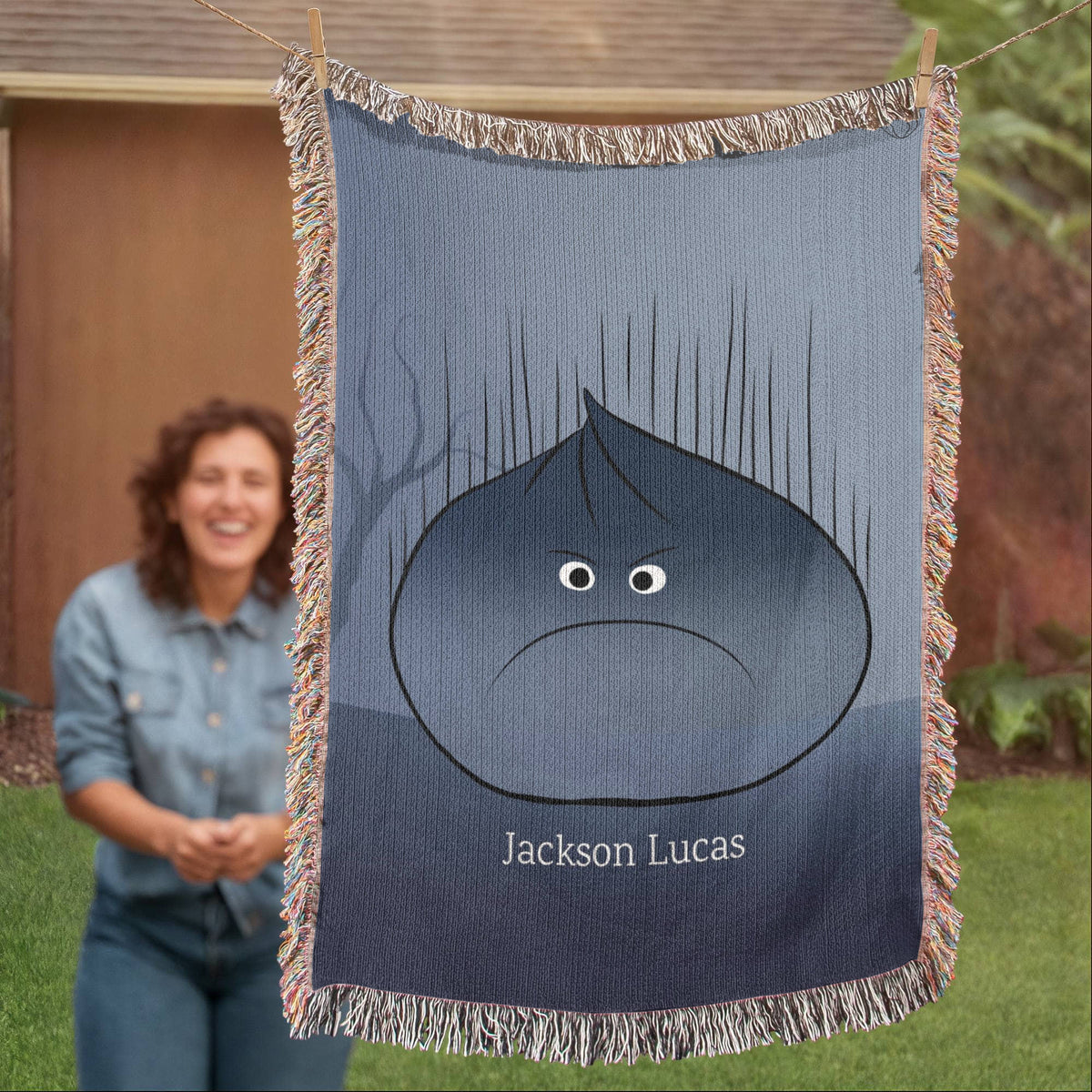 Personalized Grumpy Dumpling Woven Blanket, Moody Introvert Throw, Funny Homebody Gift